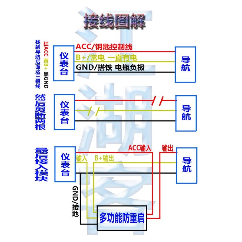 汽车导航防重启模块车载CD行车记录仪新品延时断电稳压打火不重启