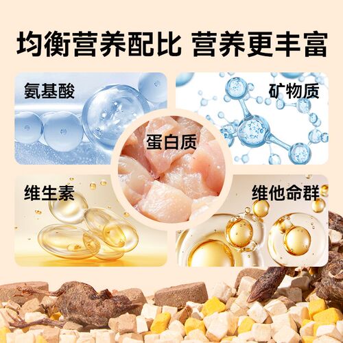 冻干猫零食鸡胸肉鸡肉粒蛋黄生骨肉鹌鹑宠物猫咪狗狗冻干增肥发腮