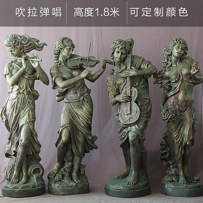 吹拉弹唱音乐人雕塑摆件四季天使财富泉女神欧式人物雕像流水喷泉
