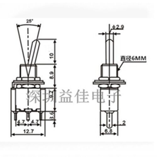 MTS-102红色3脚2档6MM小钮子开关银点波动开关打隔热胶不易焊化