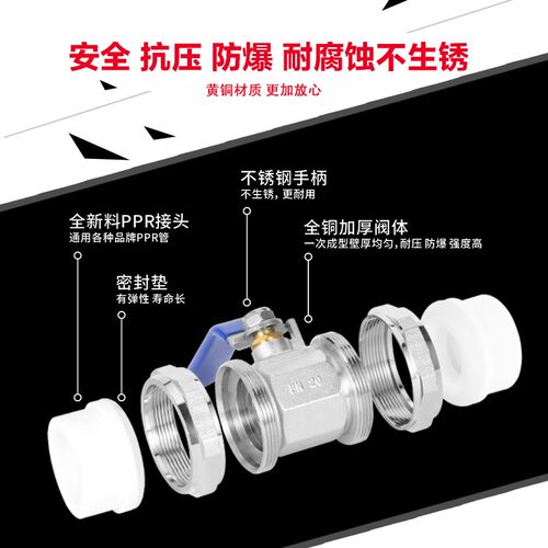 热熔4分20开关6分25双活接全铜阀门球阀ppr水管管件配件开关接头