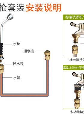 育苗花洒浇水喷枪喷头 不锈钢带开关长杆喷水枪 浇花浇菜家用神器