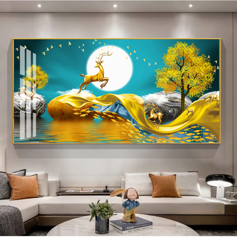 轻奢客厅麋鹿装饰画沙发背景墙卧室餐厅挂画北欧风格办公室单幅画