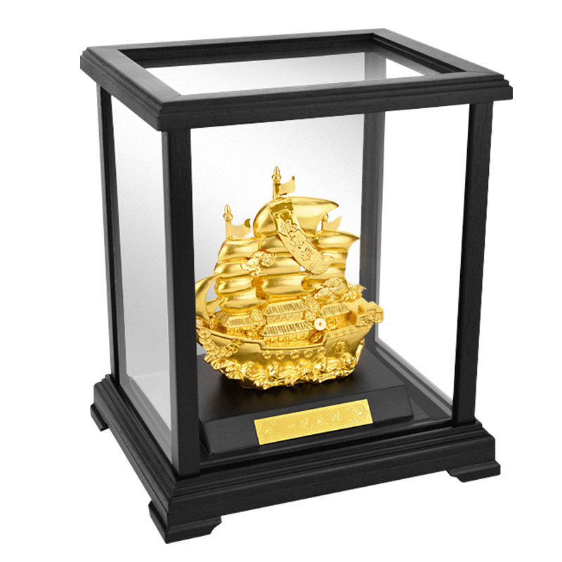 一帆风顺金箔帆船摆件开业乔迁礼品办公室酒柜玄关家居招财装饰