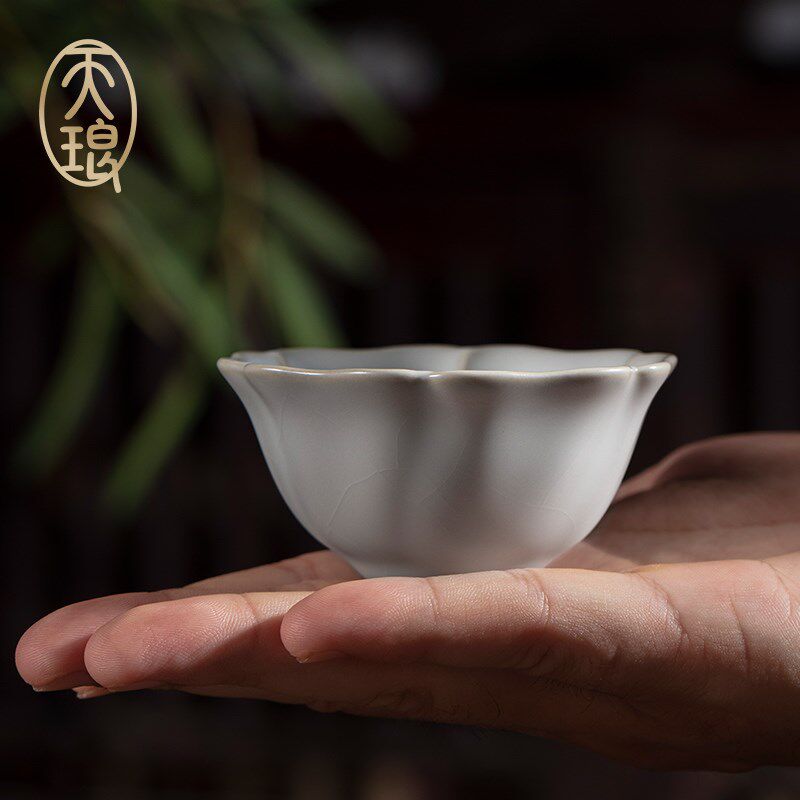 汝窑月白兰芳杯高端礼品主人杯品茗茶具茶杯瓷器功夫茶晓芳窑水杯