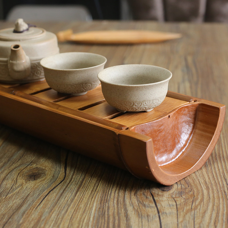 创意茶盘功夫茶具长方形竹制家用迷你小茶盘日式储水干泡台托盘
