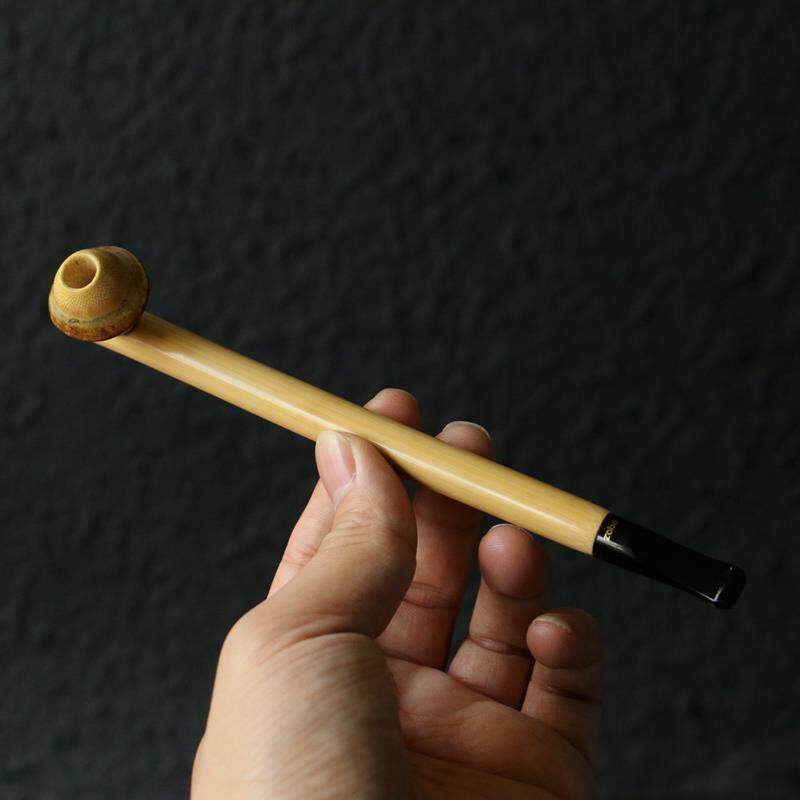 纯手工制作天然实心竹罗汉竹小烟嘴竹制粗烟孔小烟斗装饰不过滤
