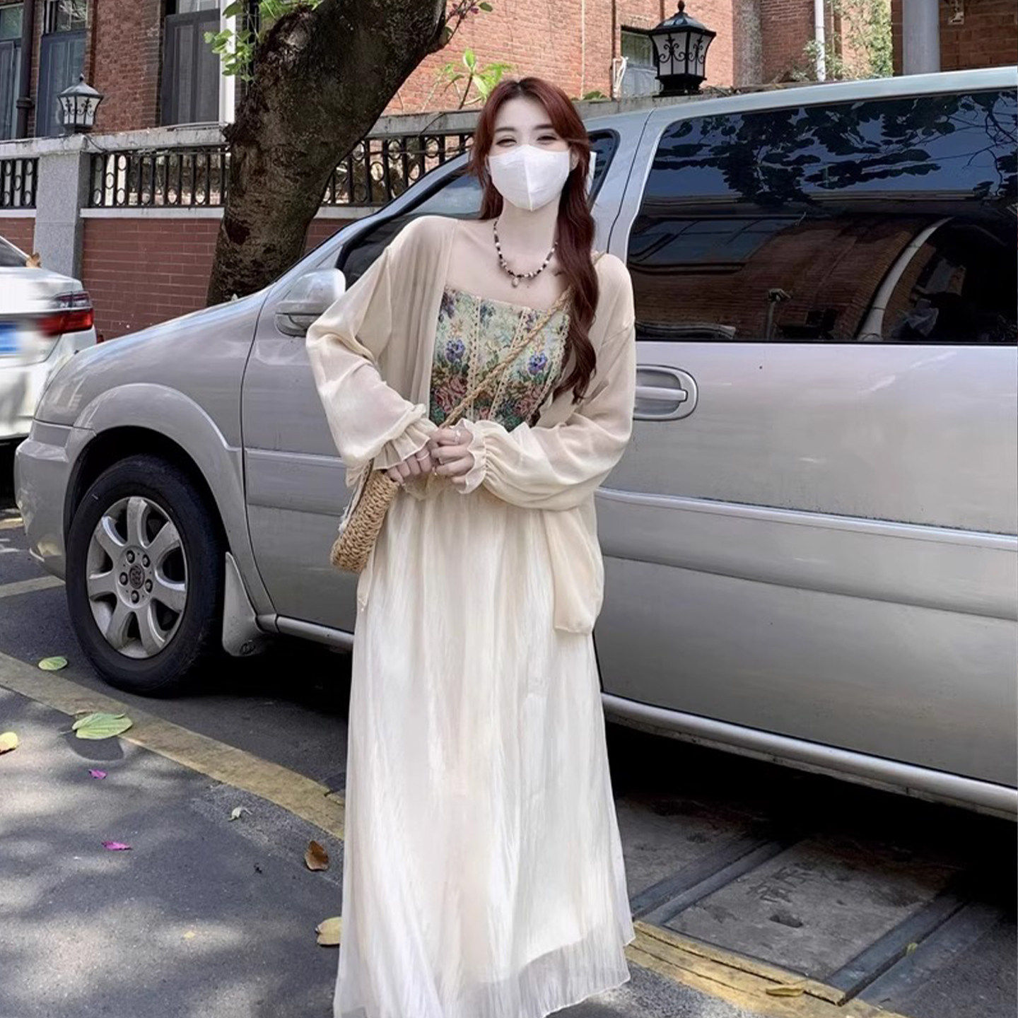 杏色冰丝防晒开衫外套女