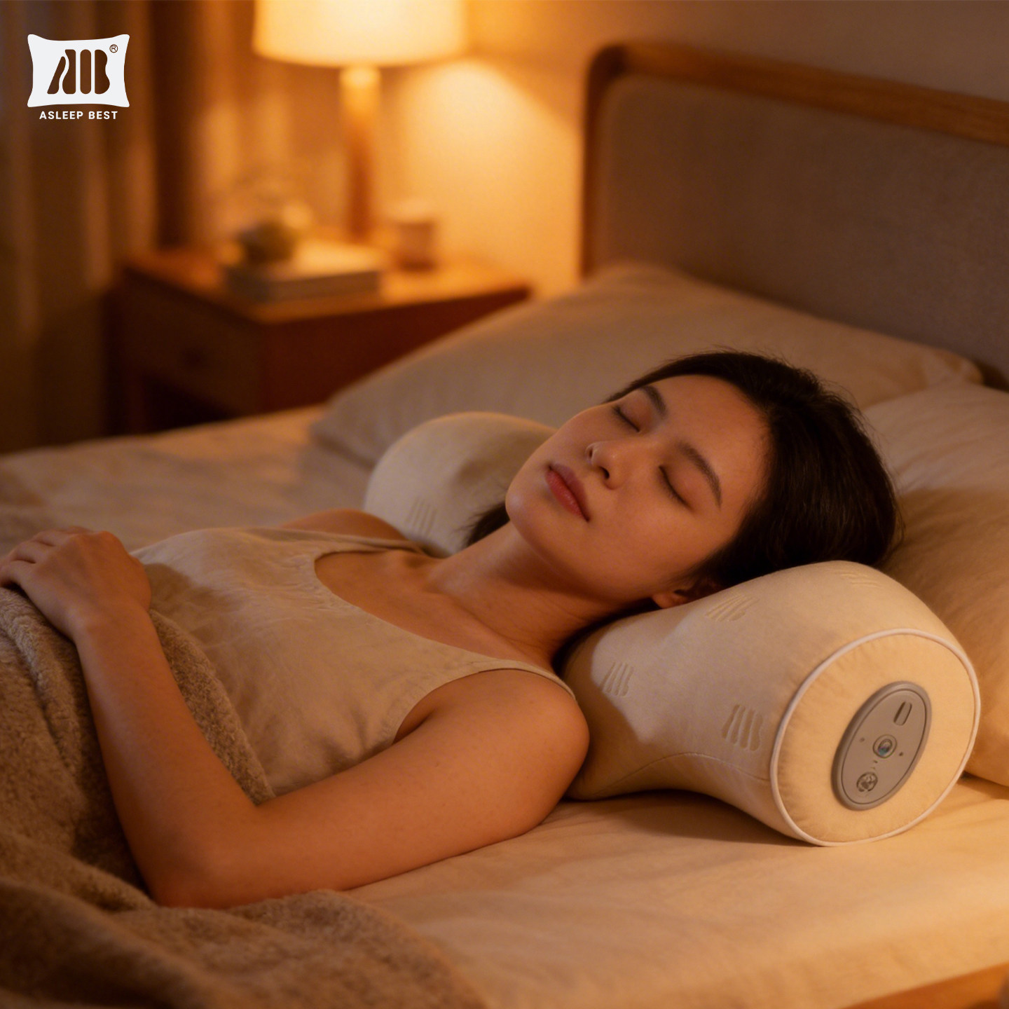 AB按摩护颈枕 慢回弹深睡记忆棉枕头颈椎按摩器靠垫腰部背部热敷