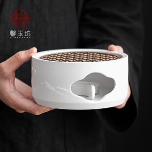 简约白色温茶炉家用小型蜡烛煮茶炉餐厅酒店温茶器茶水保温底座