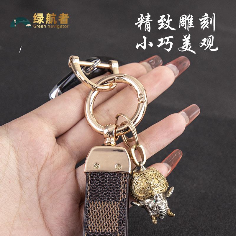 高档情侣对象汽车钥匙扣挂件铜男女小花皮绳车钥匙链挂饰礼品创意