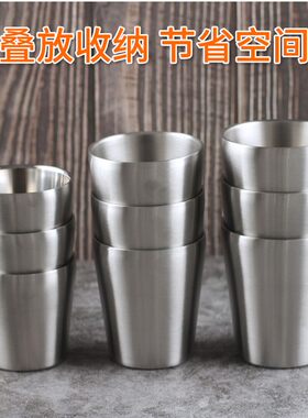 304不锈钢双层水杯子家用咖啡牛奶茶杯户外烧烤耐用啤酒杯可刻字
