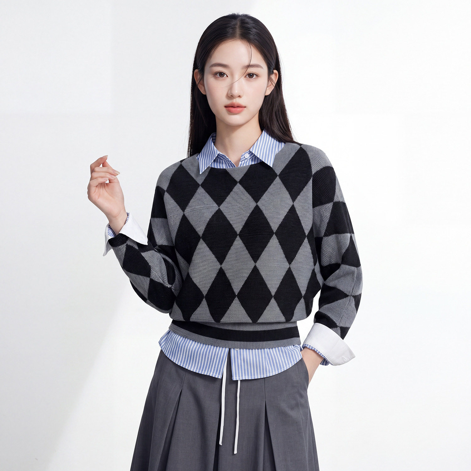 卫衣女款新款春秋薄款圆领蝙蝠袖宽松遮肉时尚百搭上衣潮