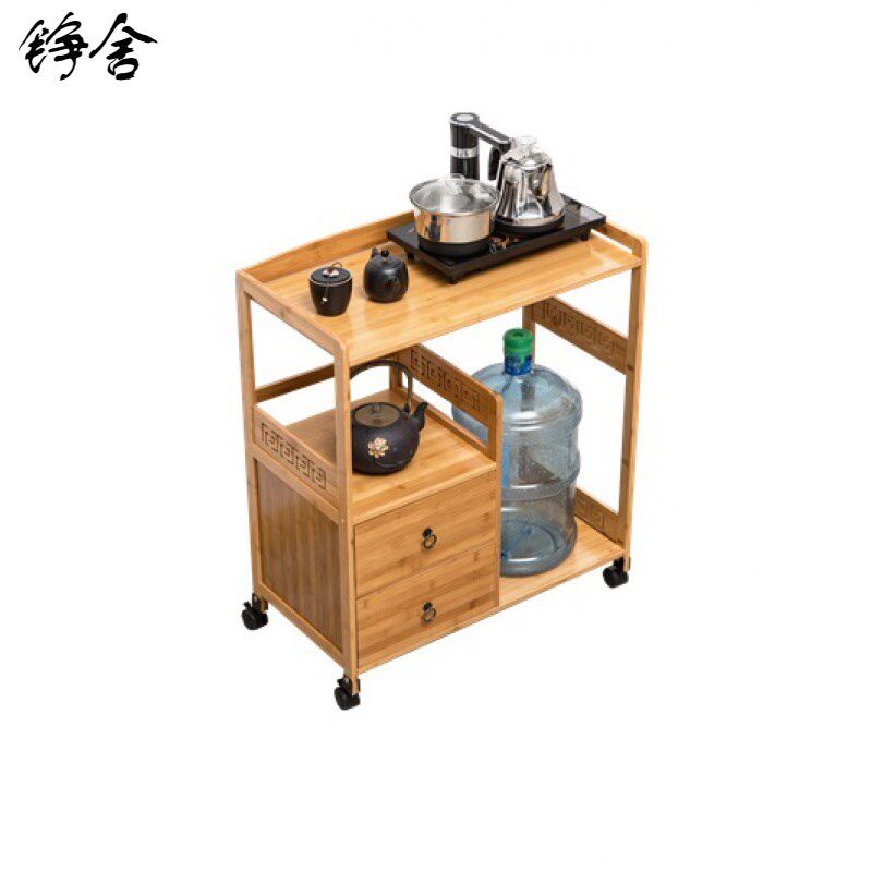 柜新款铮舍2个餐边柜茶水架水桶架子楠竹实木收纳置物架茶台边几