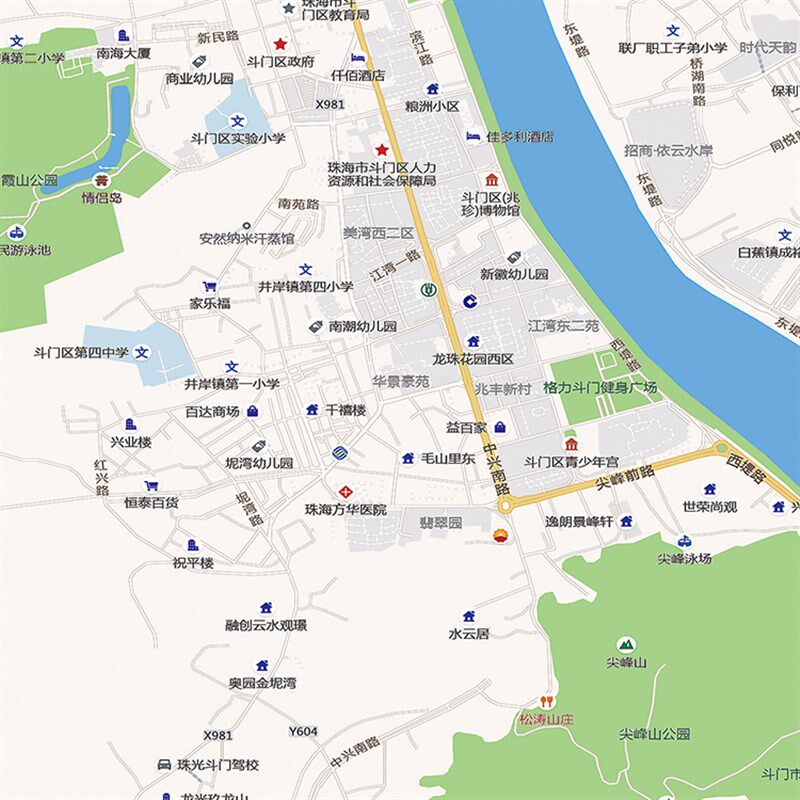 2026新款珠海市城区地图办公室挂图高清防水墙壁装饰实物推荐定制