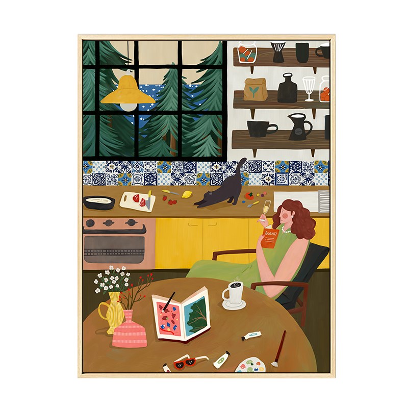 布纸有爱 拾光 小清新餐厅装饰画饭厅背景墙画创意壁画文艺插画