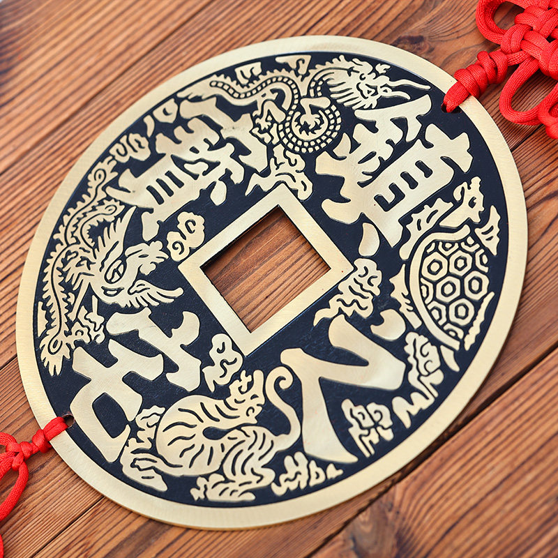 大号真铜中国结挂件 黄色线中国结装饰 乔迁玄关吉祥挂饰 客厅招
