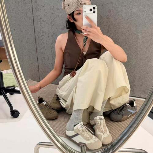 H55女鞋早秋新款简约韩系百搭大地色温柔舒适感日常休闲德训鞋