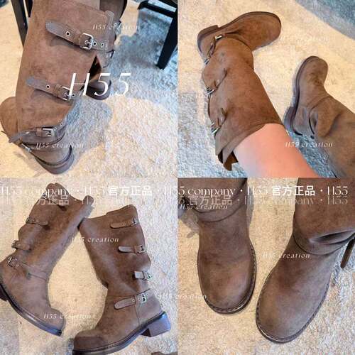 【现货】H55女鞋巴黎诗集可调节腿围后扣时尚鞋4.5cm45-2930