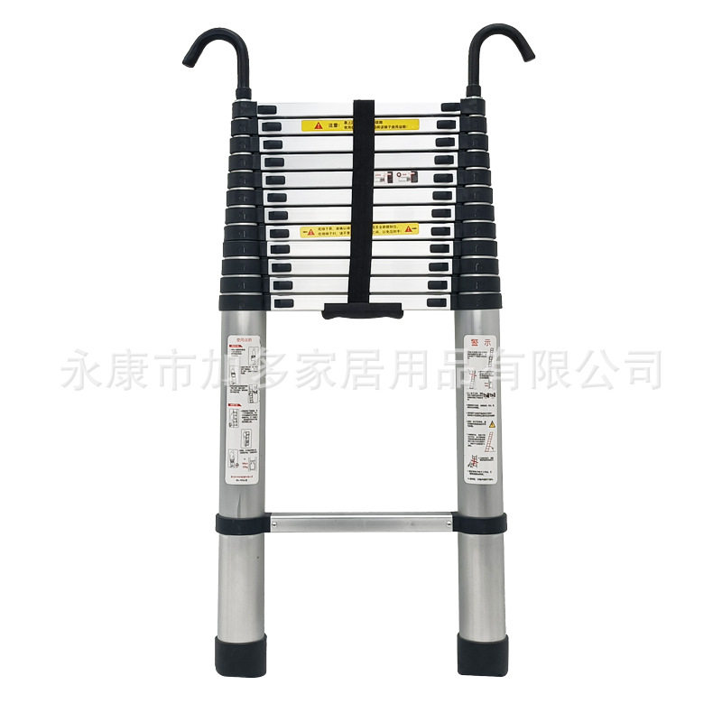 带挂钩梯子伸缩梯竹节家用梯折叠梯升降楼梯加厚铝合金工程梯