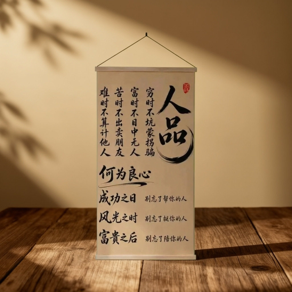 人品新中式挂画客厅玄关背景墙装饰挂图书房办公室书法装饰字画
