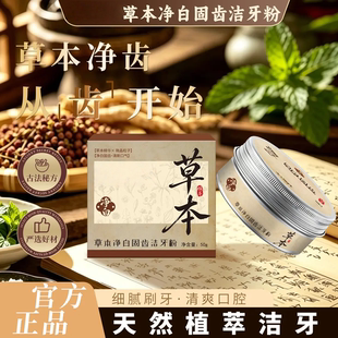 草本净白洁牙粉古法传承植物配方去渍白牙清新口气白森灵