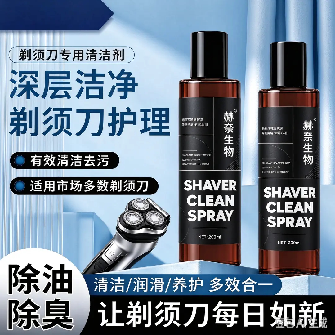 赫奈生物剃须刀专用清洁剂电动刮胡刀头除油除臭润滑养护清洗喷雾