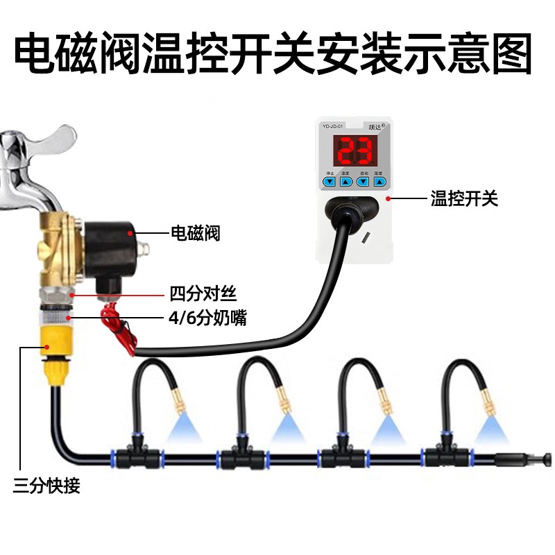温控空调外机喷淋降温神器冷库散热系统设备喷雾屋顶万向雾化喷头