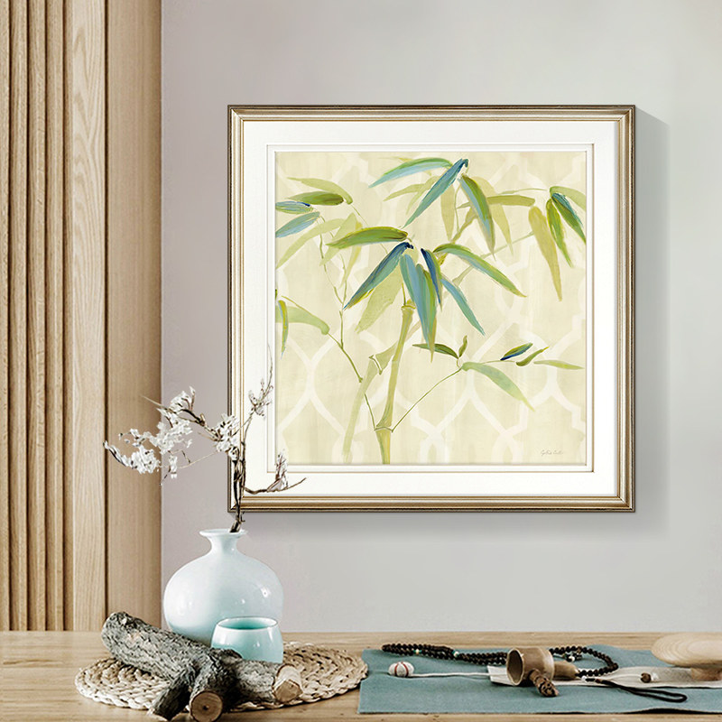 美式乡村客厅沙发背景墙装饰画田园餐厅壁画简美卧室挂画绿色竹子