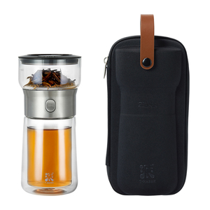 哲品派杯茶水分离泡茶杯男可携式商务办公双层防烫过滤玻璃杯茶杯