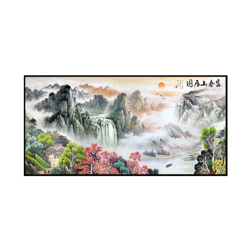数字油画中国风手工填色diy填充手绘风景巨幅山水客厅挂画大尺寸v