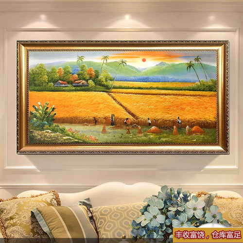 纯手绘油画客厅挂画丰收沙发背景墙装饰画餐厅欧式横版壁画风景画