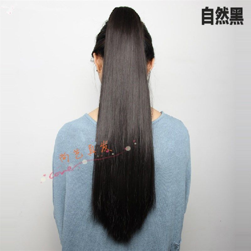 真发马尾假发女65长直发捆绑式超长口袋隐形逼真定做马尾接发辫子