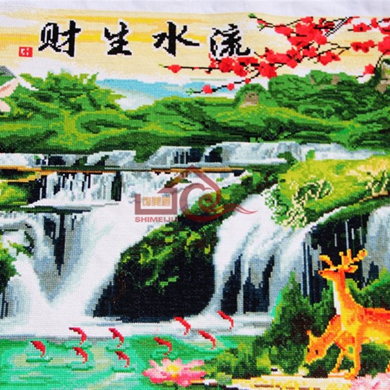 十字绣成品机绣客厅挂画 新款迎客松财运版中国风大画出售包邮