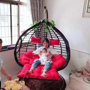 小绵羊粗藤带脚踏吊篮椅藤椅成人室内秋千客厅吊椅阳台家用摇篮