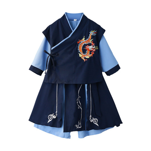 儿童汉服男童幼儿园园服班服毕业照演出服女童古装小学生校服唐装