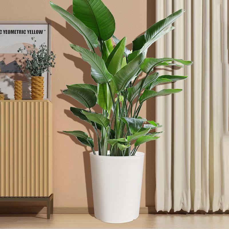 带轮花盆仿陶瓷家用客厅大型绿植可移动白色新款塑料菱形高档加厚