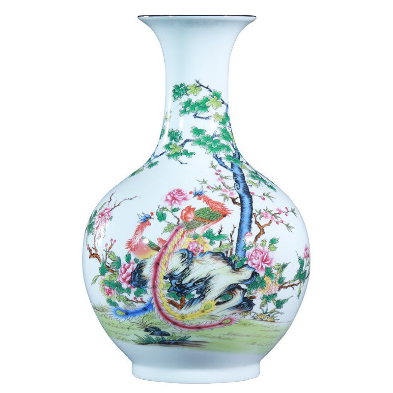 景德镇陶瓷花瓶摆件客厅插花中式描金工艺品酒柜博古架装饰品瓷器