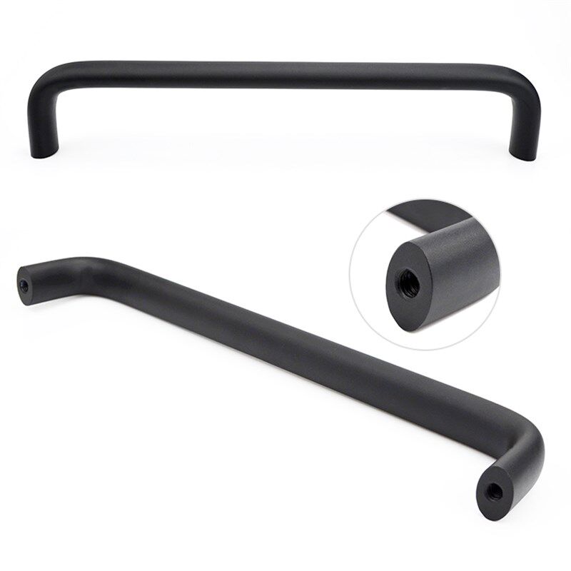 加长铝合金实心拉手机床U型门把手工业设备黑色椭圆柱拉手柄LS516