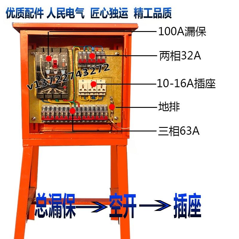 建筑工地标准三级配电箱三相电两相电动力照明插座箱支架防雨箱