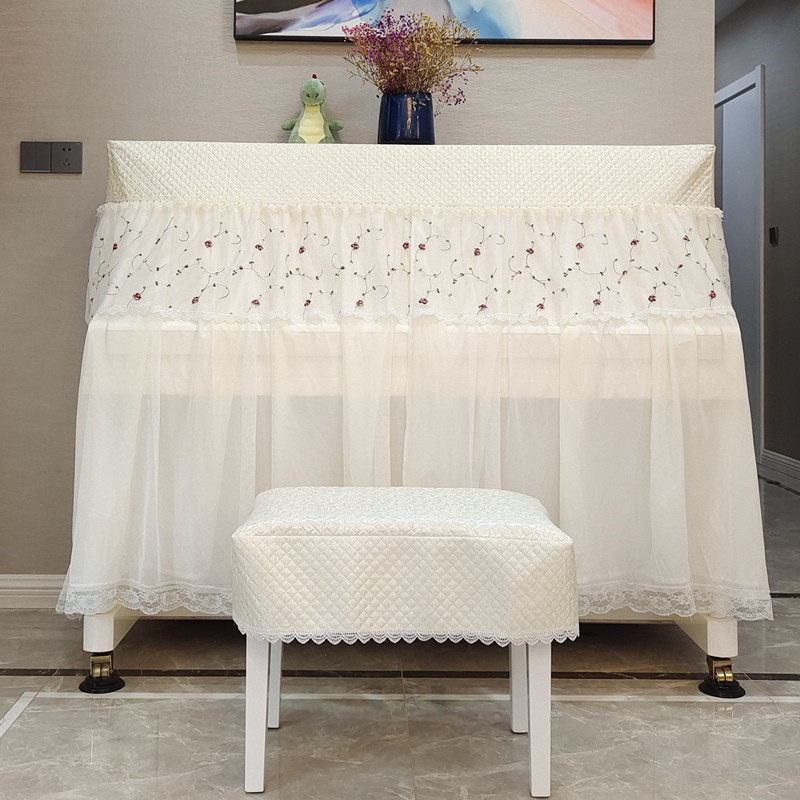 北欧钢琴罩简约全罩轻奢钢琴套米白钢琴布欧式盖布公主防尘罩纱