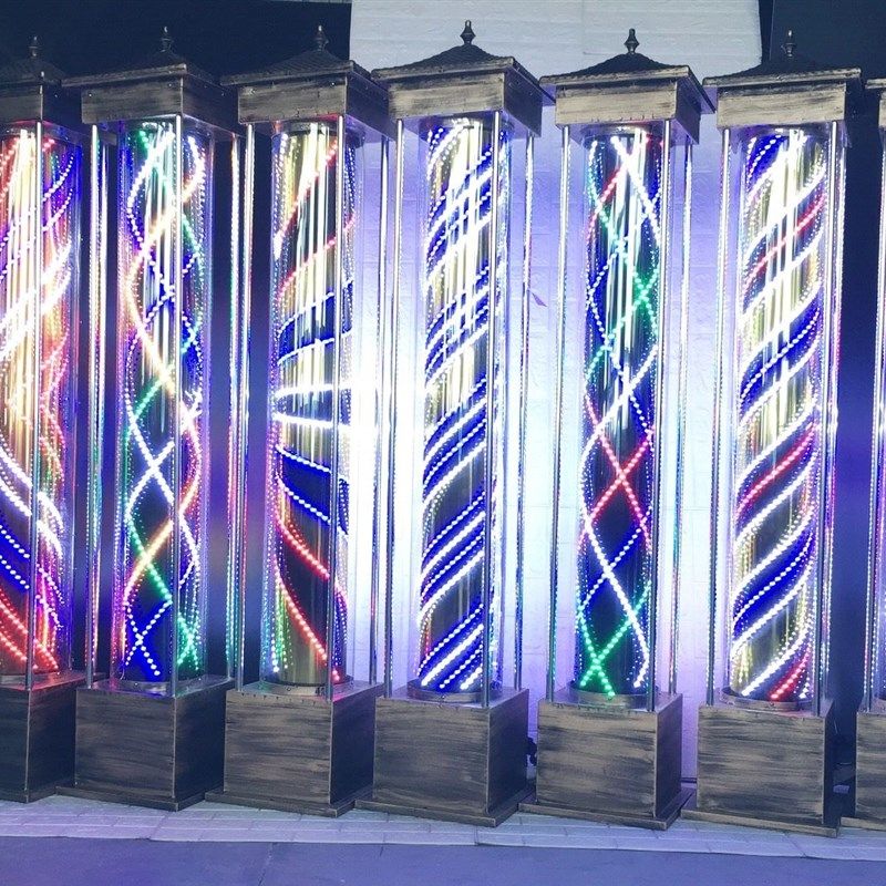 美发转灯理发店发廊标志外LED旋转防水小型广告瓦盖便携轻落地灯