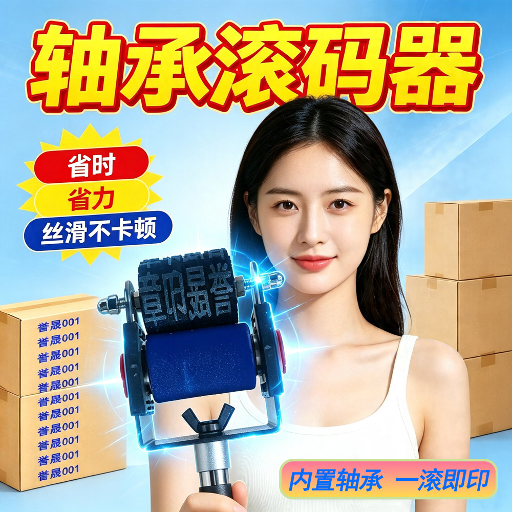 防串货包装纸箱滚筒滚轮印章组合轴承滚码器手持滚印刷滚章滚动滚刷数字打码器机滚筒转轮刷码器