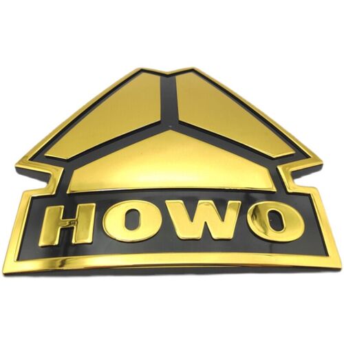 适用豪沃TX国六金色车标三角标马力标天然气LNG标志牌HOWO字母标
