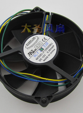 原装 EVERFLOW F129025BU 12V 0.38A 9CM 9025 4线 散热风扇