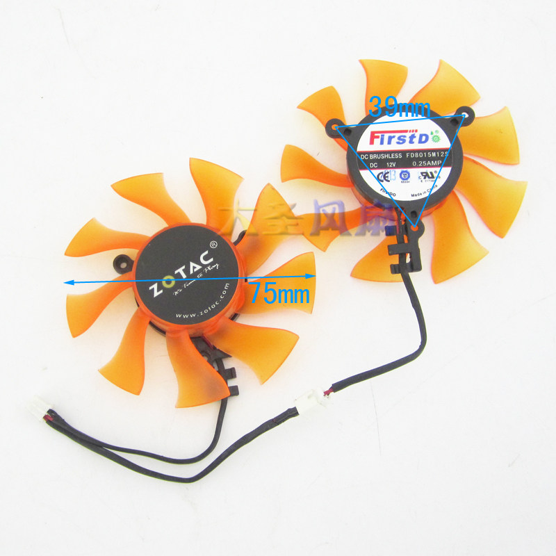 ZOTAC/索泰 GTX660-2GD5 雷霆版 显卡风扇 FD8015M12S 2线风扇