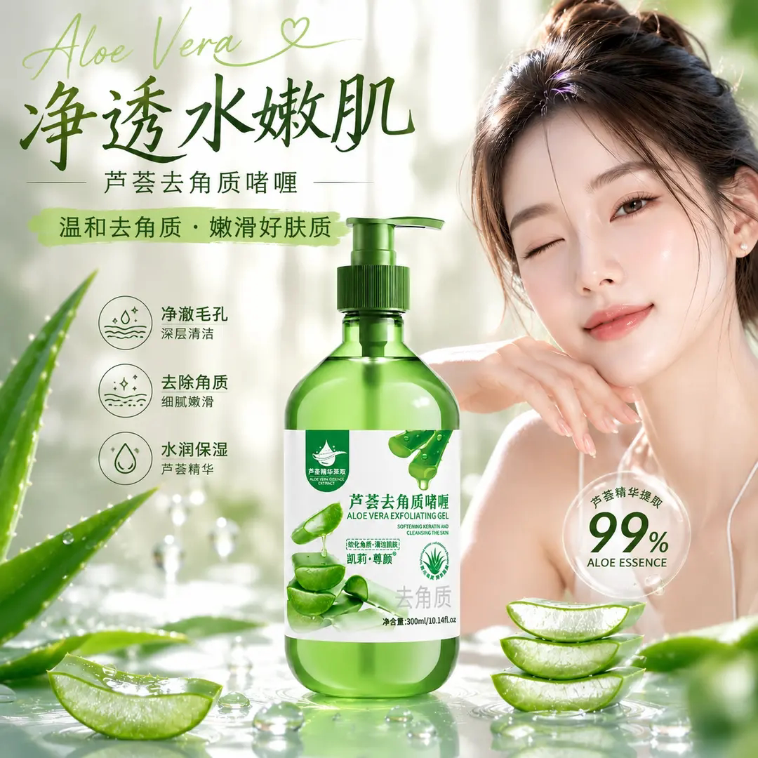 凯莉·尊颜芦荟去角质啫喱净澈毛孔去除死皮洗面奶全身可用搓泥宝