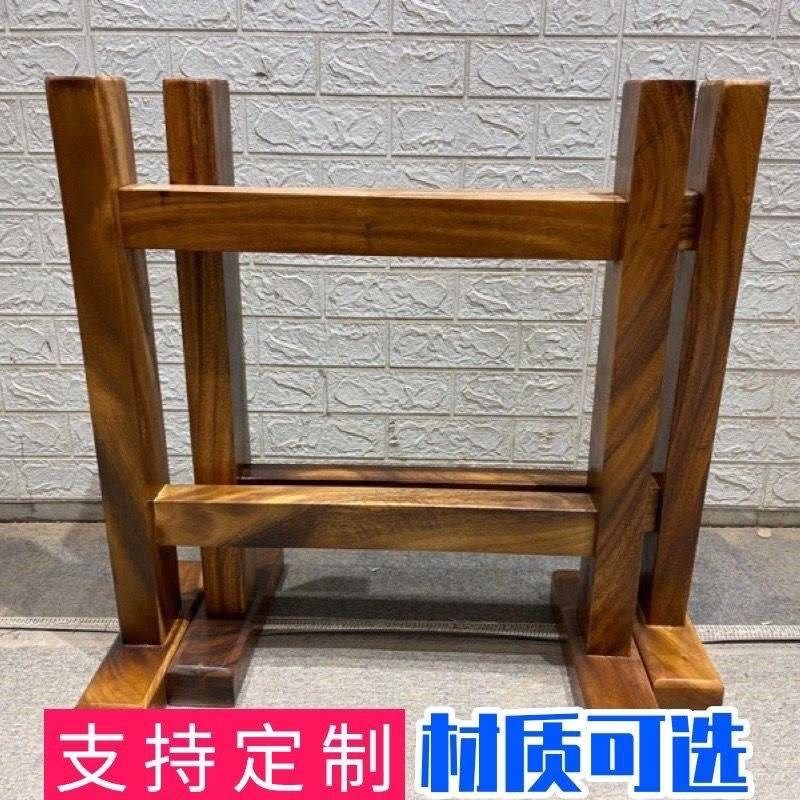 奥坎巴花实木大板桌脚桌子腿三角支架腿脚架茶桌茶台木质原木家用