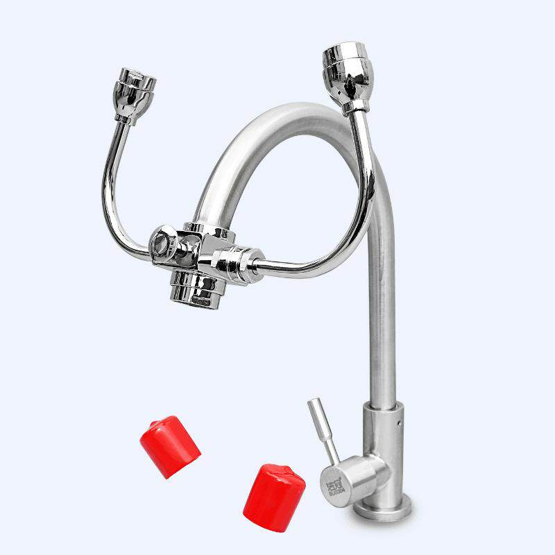 验厂洗眼器全304不锈钢简易式洗眼器水龙头两用便携式双口洗眼器