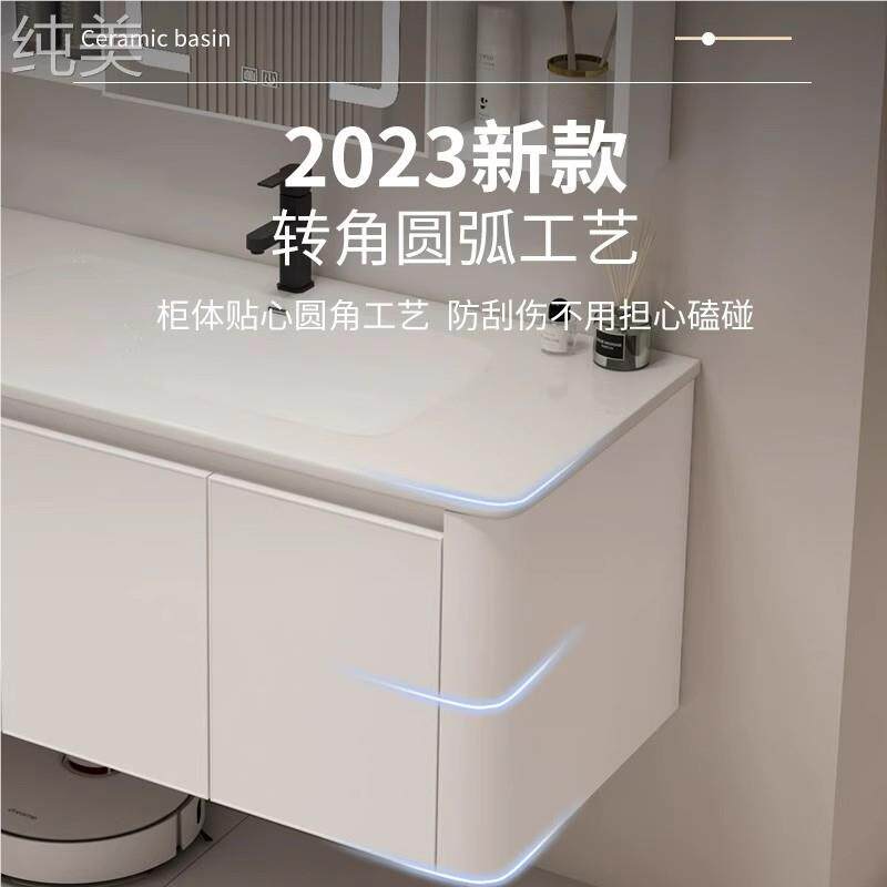 定制浴室柜组合弧形圆角柜太空铝挂墙式洗手盆卫生间洗脸盆洗漱台
